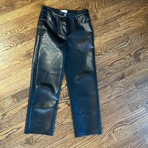 Aritzia Cropped black leather pants